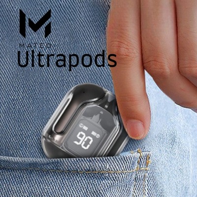 ساعة ذكية بلوتوث اشعارات المكالمات وسماعة بلوتوث تعمل باللمس Ultra Pods max