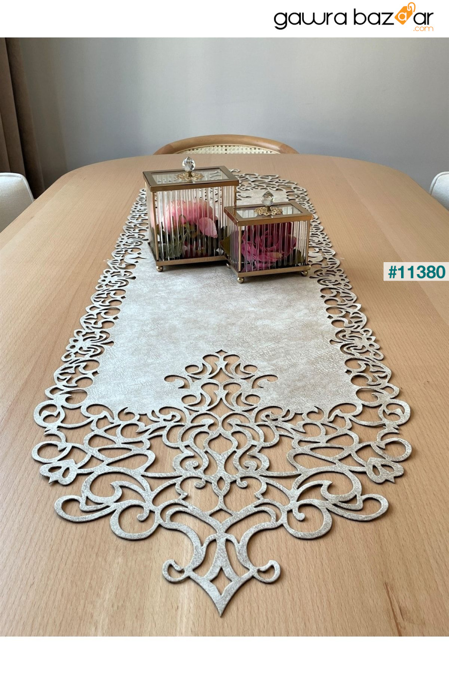 مفرش طاولة من القماش السويدي باللون البيج (كريمي غامق) مقاس 40 × 140 سم Ergüven Home 0