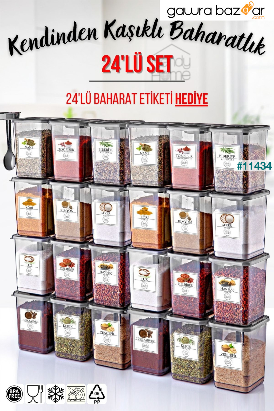 طقم مرطبان توابل مكون من 24 قطعة مع ملاعق 550 مل. Nandy Home 0